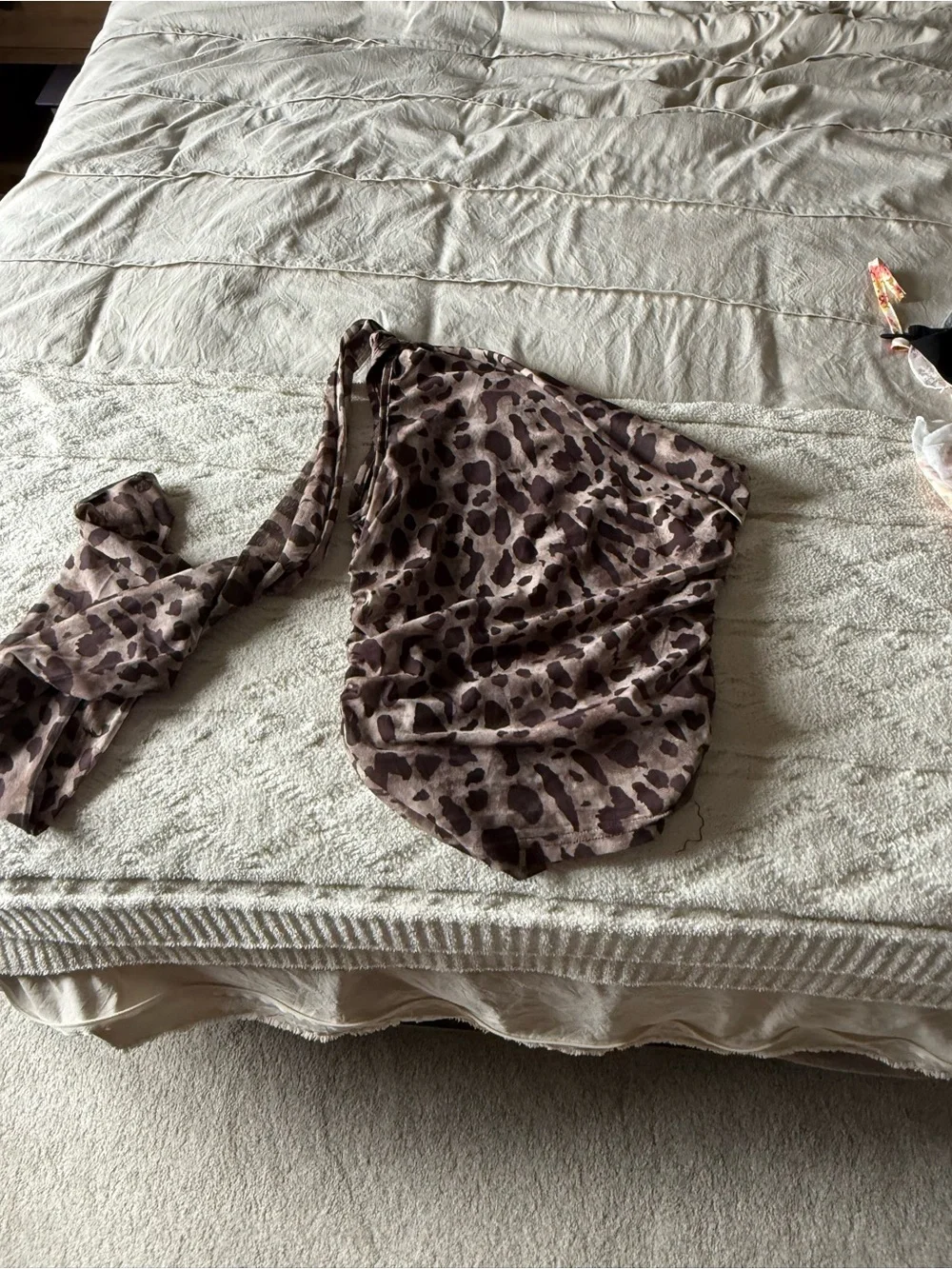 Light Brown Leopard Print Draped Scarf Wrap